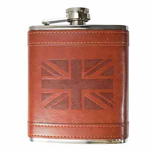 Flasque inox cuir UK Flag 240ml UK Hip Flasks